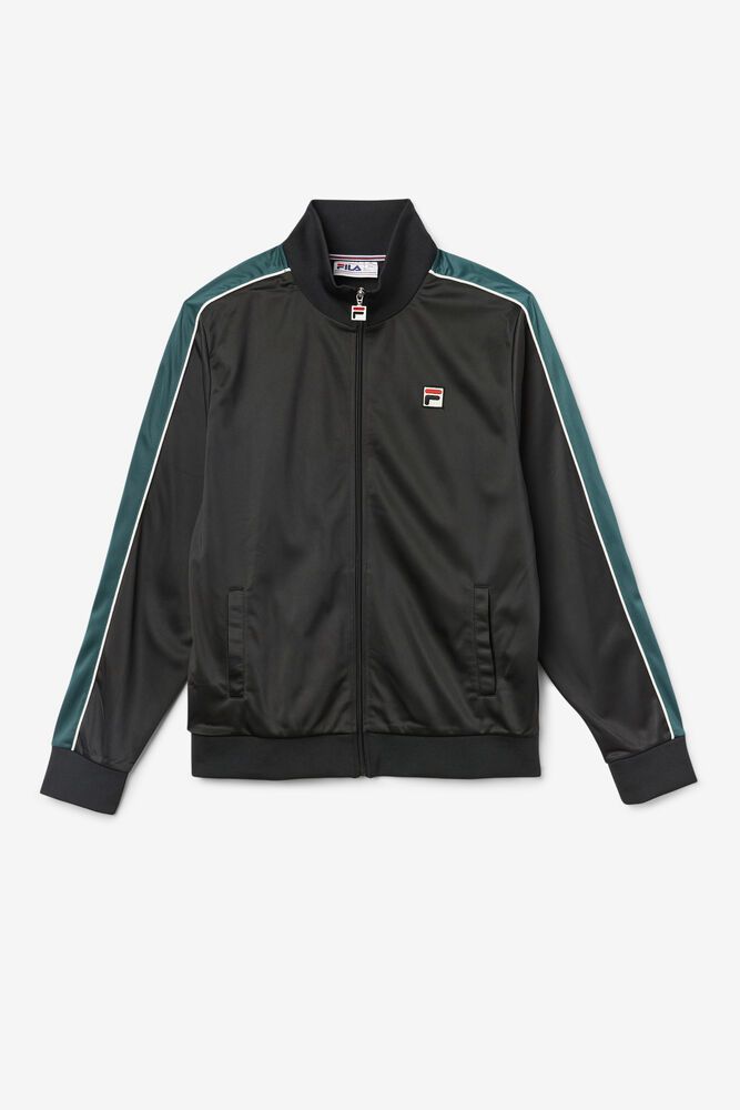 Fila Wicks Track Black Jacket Mens - NZ 17346-OVSZ